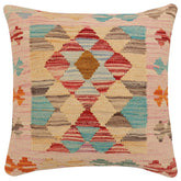 handmade Traditional Pillow Red Blue Hand-Woven SQUARE 100% WOOL Hand woven turkish pillow2' x 2'
